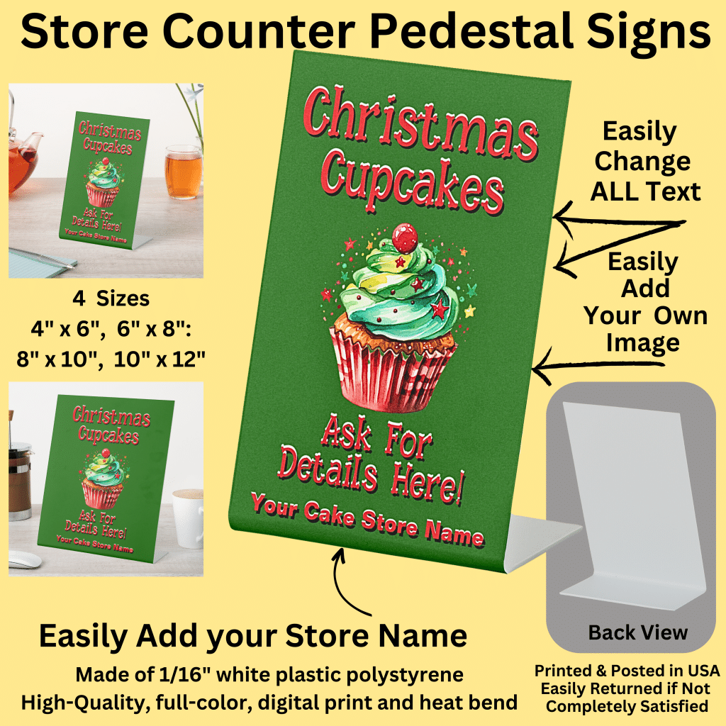 Christmas Cake Pedestal Sign