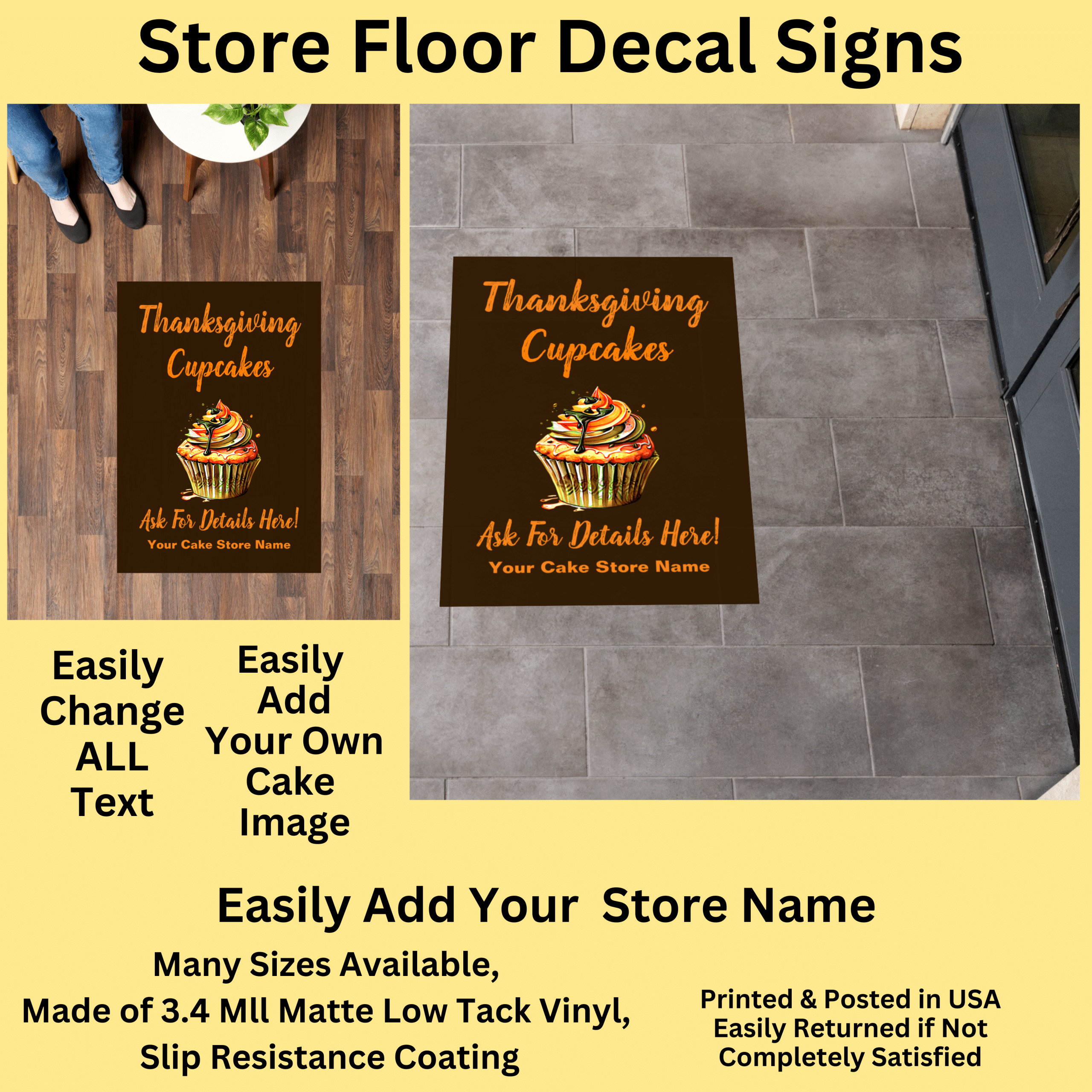 Thanksgiving Cake Store Floor Decal Sign