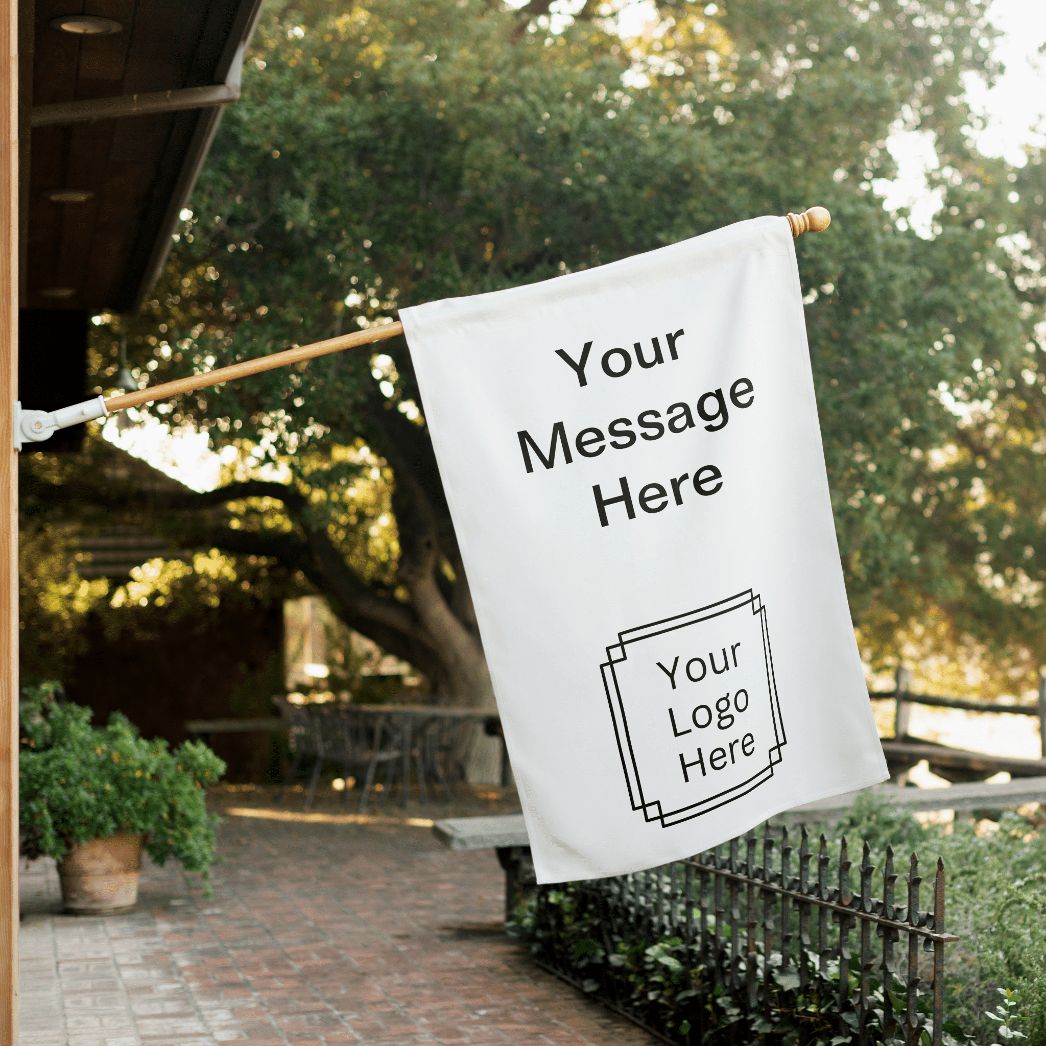 Zazzle Add Message Logo Adjustable Wall Flag (In SItu)