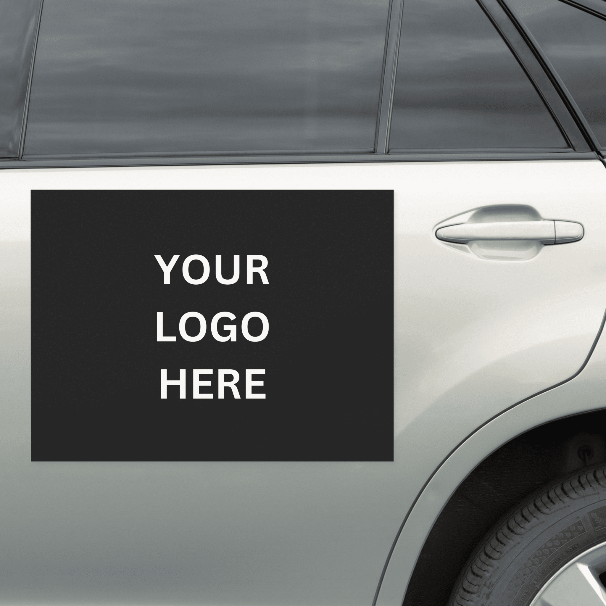 Zazzle Add Your light color transparent Logo, on a Black Car Magnet (In Situ)