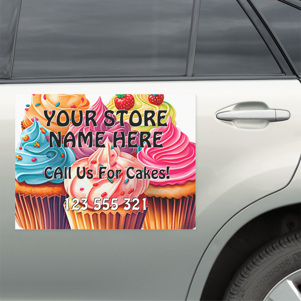 Zazzle Cupcakes, Add Your Name Phone Slogan etc Car Magnet (In Situ)